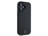 Mercedes Textured And Plain Leather MagSafe case for iPhone 16 - black Mercedes Textured And Plain Leather MagSafe case for iPhone 16 - black