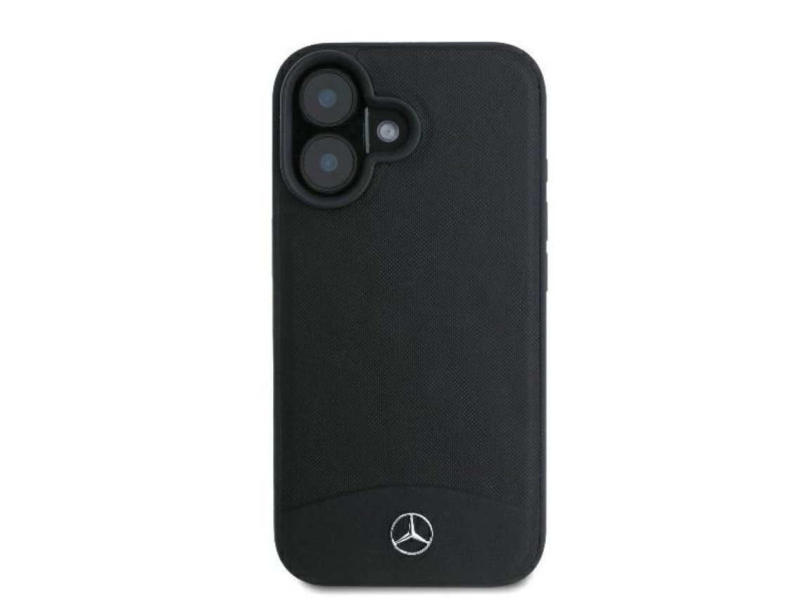 Capa MagSafe Mercedes em couro texturizado e liso para iPhone 16 - preta