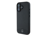 Mercedes Textured And Plain Leather MagSafe case for iPhone 16 - black Mercedes Textured And Plain Leather MagSafe case for iPhone 16 - black