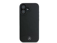Mercedes Textured And Plain Leather MagSafe case for iPhone 16 - black Mercedes Textured And Plain Leather MagSafe case for iPhone 16 - black