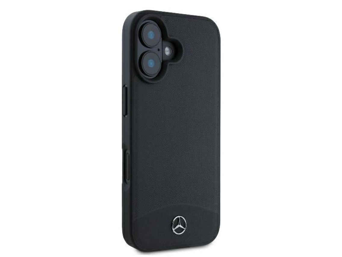 Capa MagSafe Mercedes em couro texturizado e liso para iPhone 16 - preta