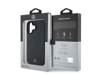 Mercedes Textured And Plain Leather MagSafe case for iPhone 16 - black Mercedes Textured And Plain Leather MagSafe case for iPhone 16 - black