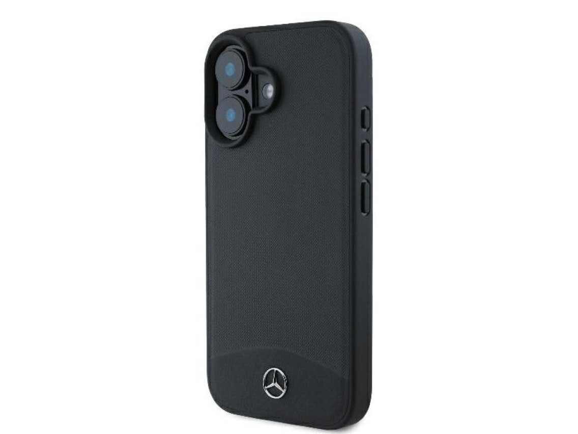 Capa MagSafe Mercedes em couro texturizado e liso para iPhone 16 - preta