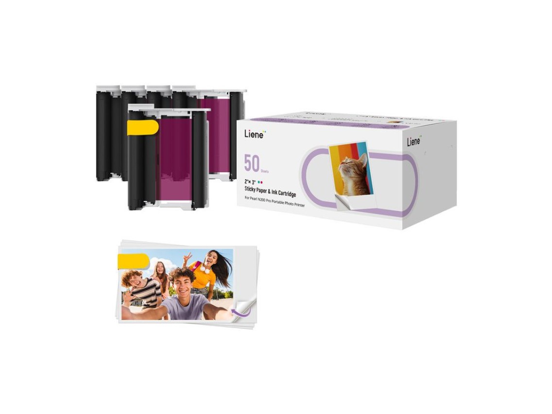 Liene 2x3" Photo Paper, 50 sheets + 5 ink cartridges