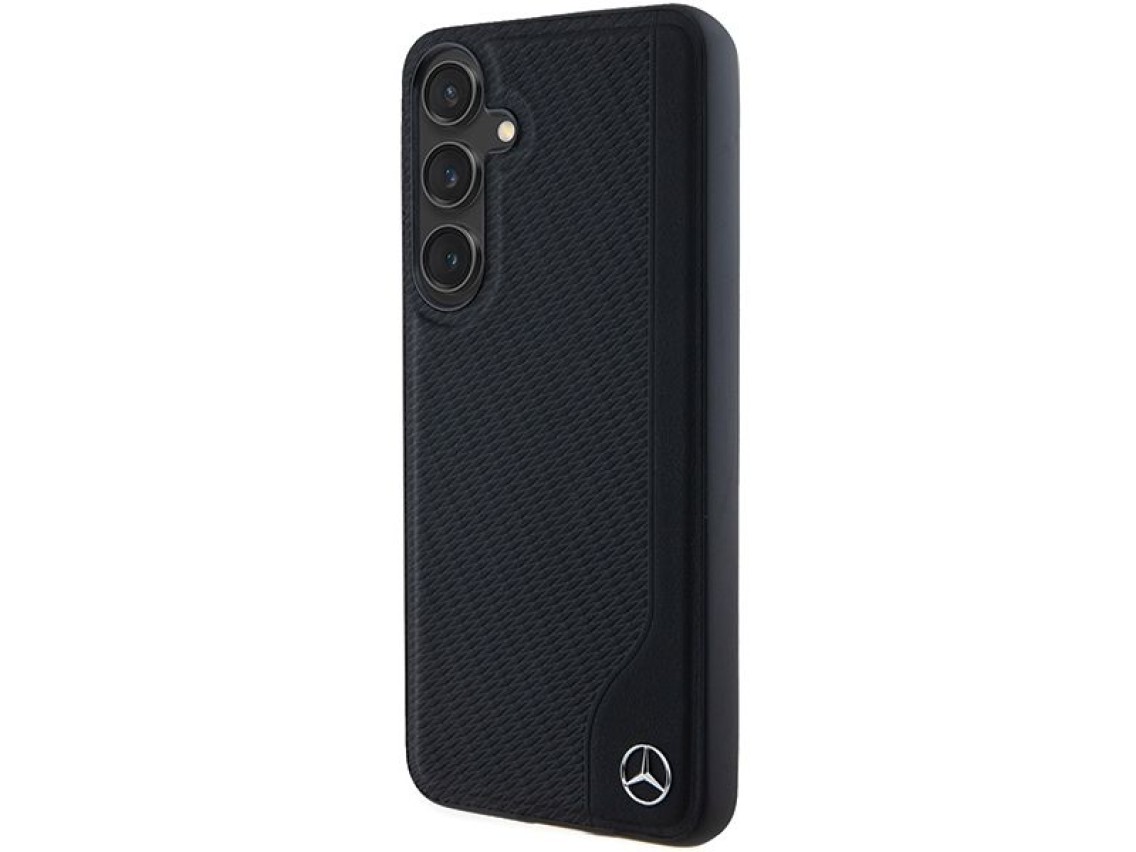 Funda MagSafe de cuero Mercedes con relieve para Samsung Galaxy S24 - negra
