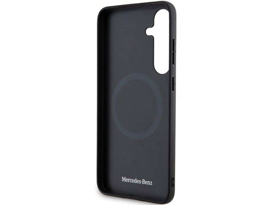 Funda MagSafe de cuero Mercedes con relieve para Samsung Galaxy S24 - negra