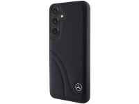 Capa Mercedes em couro com costuras curvas para Samsung Galaxy S24+ - preta