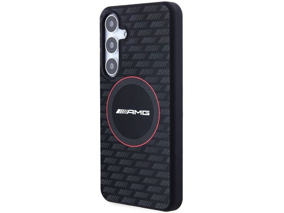 Capa MagSafe AMG em silicone com padrão de fibra de carbono para Samsung Galaxy S24+ - preta