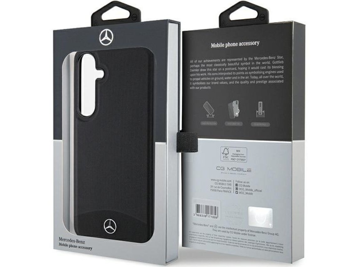 Mercedes Leather Textured & Plain MagSafe case for Samsung Galaxy S24 - black