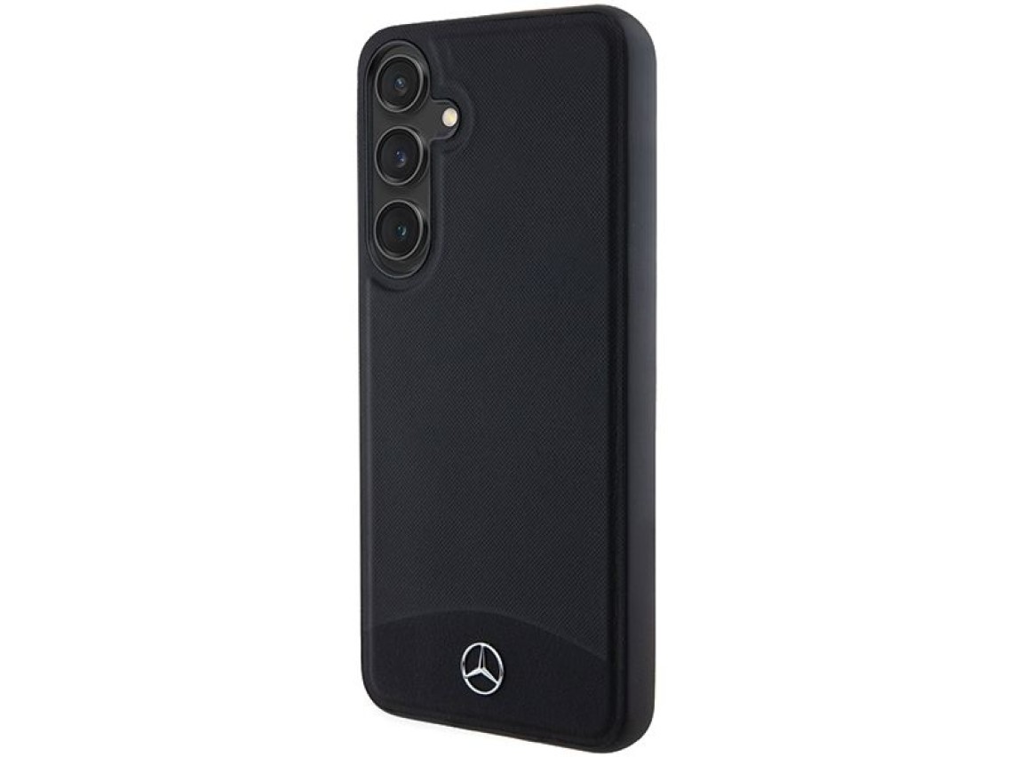Capa MagSafe Mercedes em couro texturizado e liso para Samsung Galaxy S24+ - preta