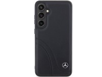 Capa Mercedes em couro com costuras curvas para Samsung Galaxy S24+ - preta
