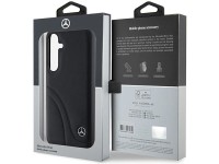 Capa Mercedes em couro com costuras curvas para Samsung Galaxy S24+ - preta