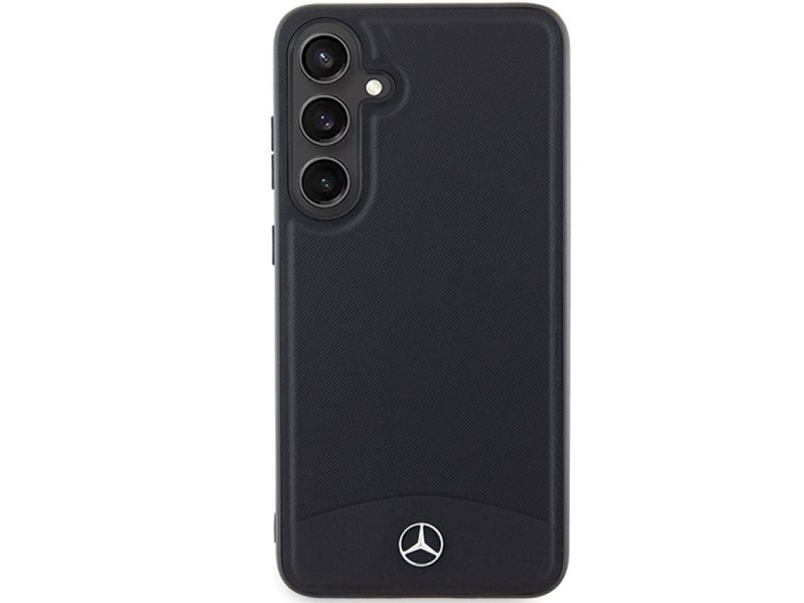 Capa MagSafe Mercedes em couro texturizado e liso para Samsung Galaxy S24+ - preta