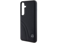 Capa Mercedes em couro com costuras curvas para Samsung Galaxy S24+ - preta