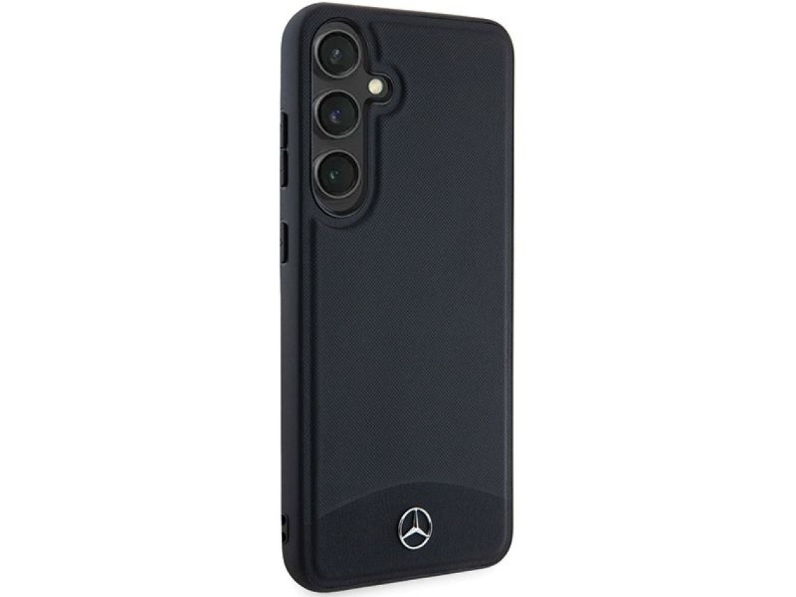 Capa MagSafe Mercedes em couro texturizado e liso para Samsung Galaxy S24+ - preta