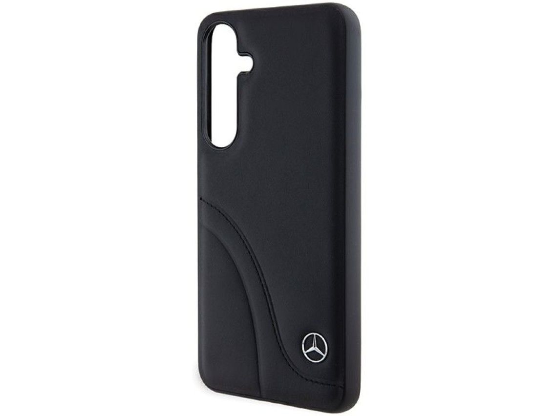Capa Mercedes em couro com costuras curvas para Samsung Galaxy S24+ - preta
