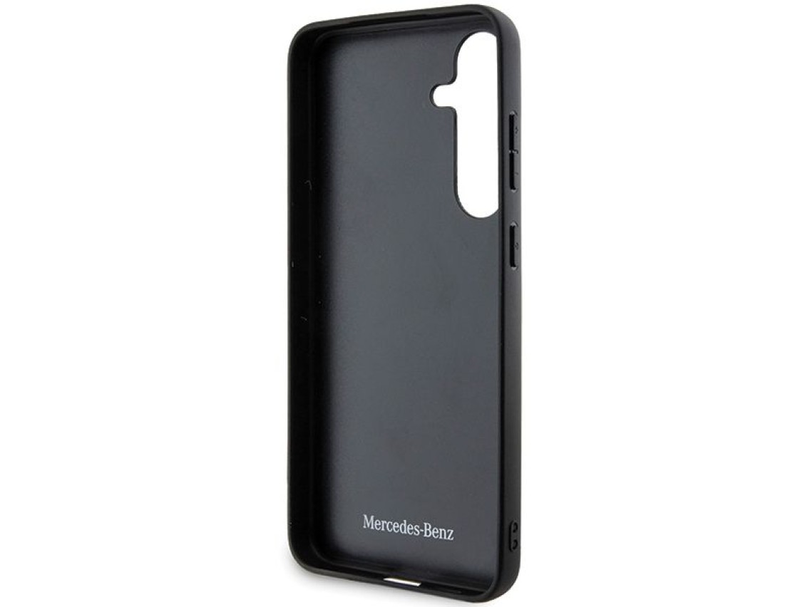 Capa Mercedes em couro com costuras curvas para Samsung Galaxy S24+ - preta