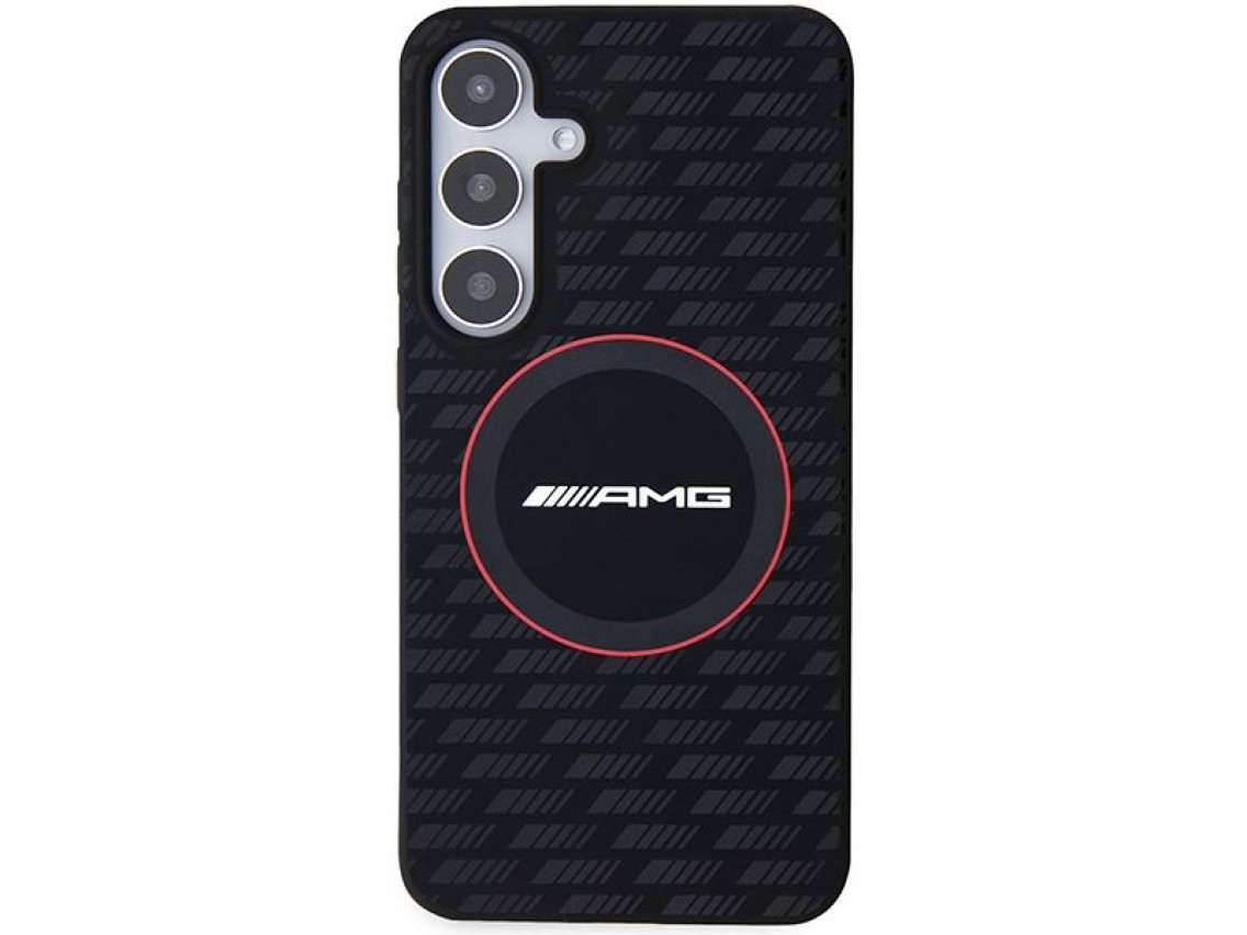 Capa MagSafe AMG em silicone com padrão de fibra de carbono para Samsung Galaxy S24+ - preta