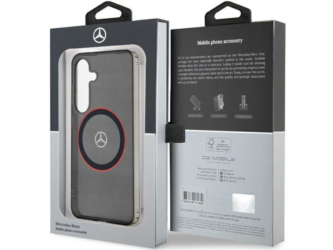 Capa Mercedes Double Layer W Red MagSafe para Samsung Galaxy S24 - preta