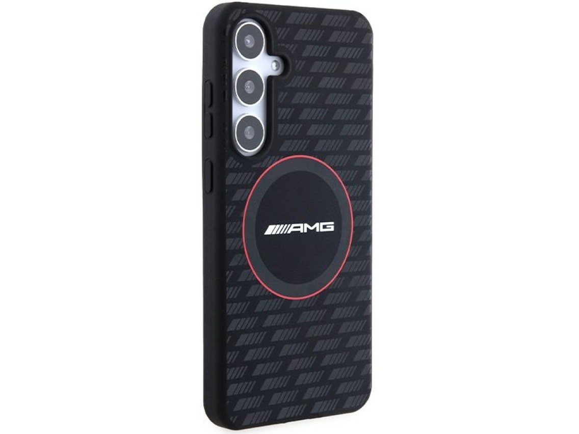 Capa MagSafe AMG em silicone com padrão de fibra de carbono para Samsung Galaxy S24+ - preta
