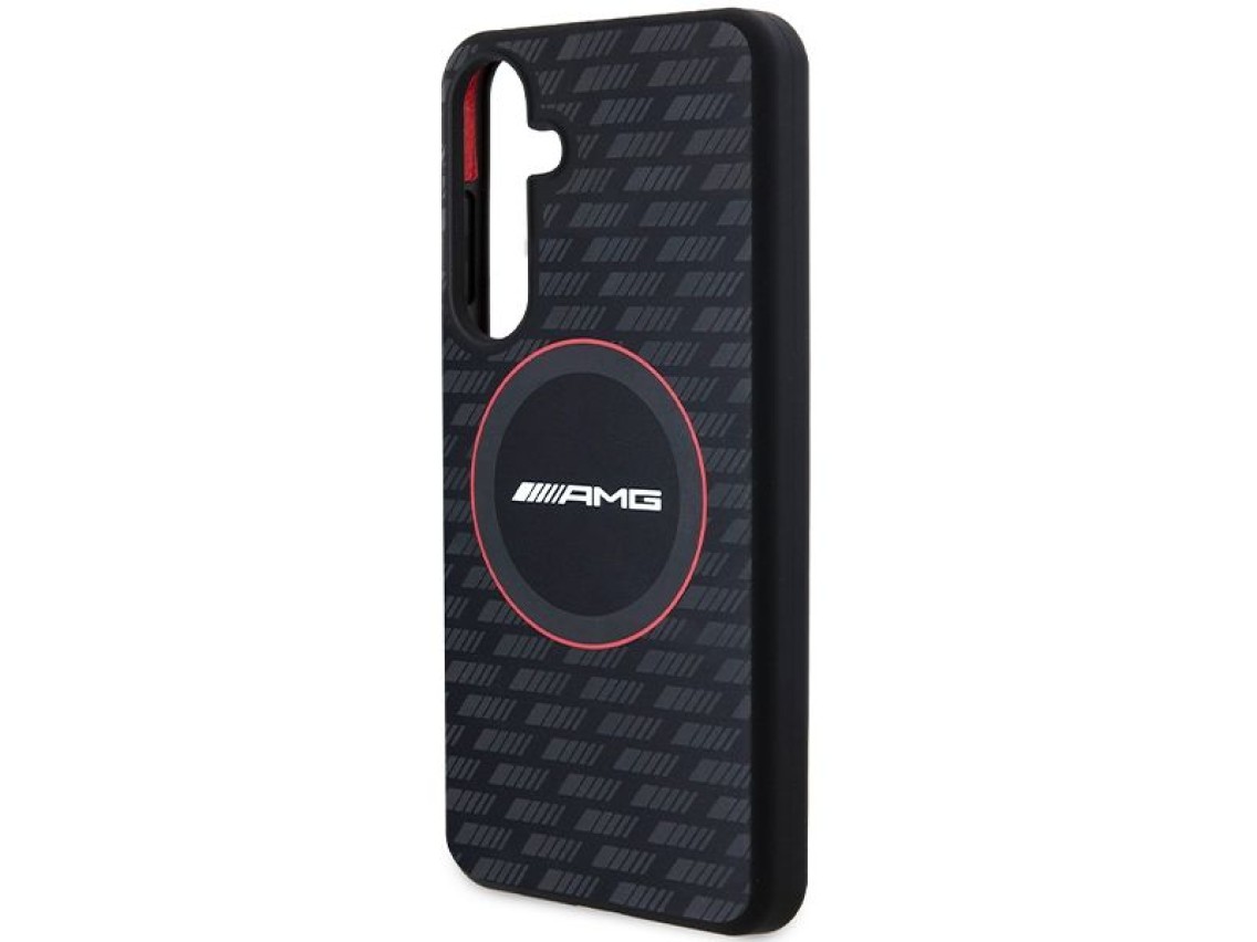 Capa MagSafe AMG em silicone com padrão de fibra de carbono para Samsung Galaxy S24+ - preta