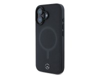 Mercedes Plain Smooth Leather MagSafe iPhone 16 Case - Black Mercedes Plain Smooth Leather MagSafe iPhone 16 Case - Black