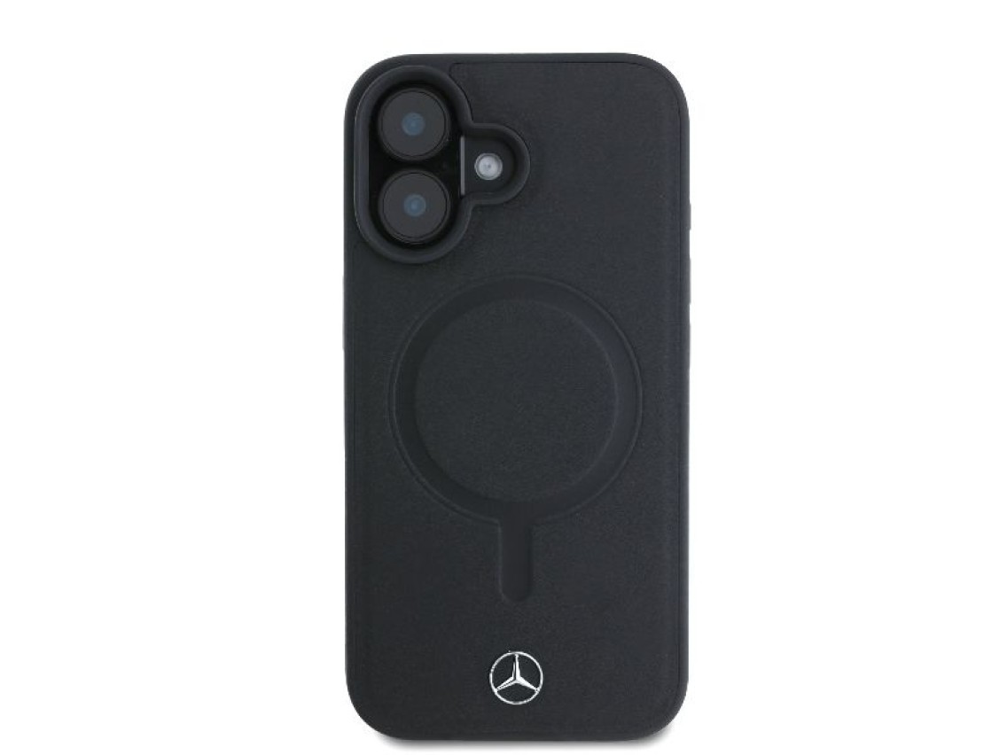 Capa Mercedes Plain Smooth Leather MagSafe para iPhone 16 - Preta