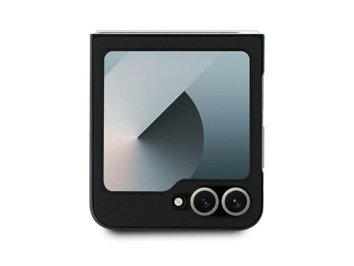 Capa MagSafe Mercedes em imitação de couro e madeira para Samsung Galaxy Z Flip 6 - Preta