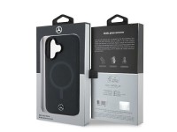 Mercedes Plain Smooth Leather MagSafe iPhone 16 Case - Black Mercedes Plain Smooth Leather MagSafe iPhone 16 Case - Black