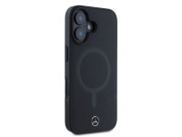 Mercedes Plain Smooth Leather MagSafe iPhone 16 Case - Black Mercedes Plain Smooth Leather MagSafe iPhone 16 Case - Black