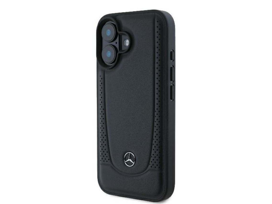 Funda de cuero Mercedes Urban para iPhone 16 Plus - Negra