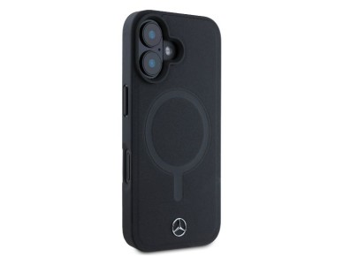 Mercedes Plain Smooth Leather MagSafe iPhone 16 Case - Black