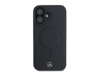 Mercedes Plain Smooth Leather MagSafe iPhone 16 Case - Black Mercedes Plain Smooth Leather MagSafe iPhone 16 Case - Black