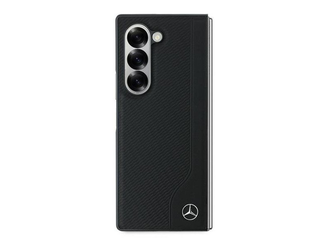 Capa MagSafe Mercedes em imitação de couro e madeira para Samsung Galaxy Z Fold 6 - Preta