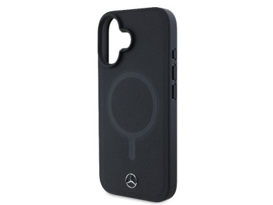 Mercedes Plain Smooth Leather MagSafe iPhone 16 Case - Black