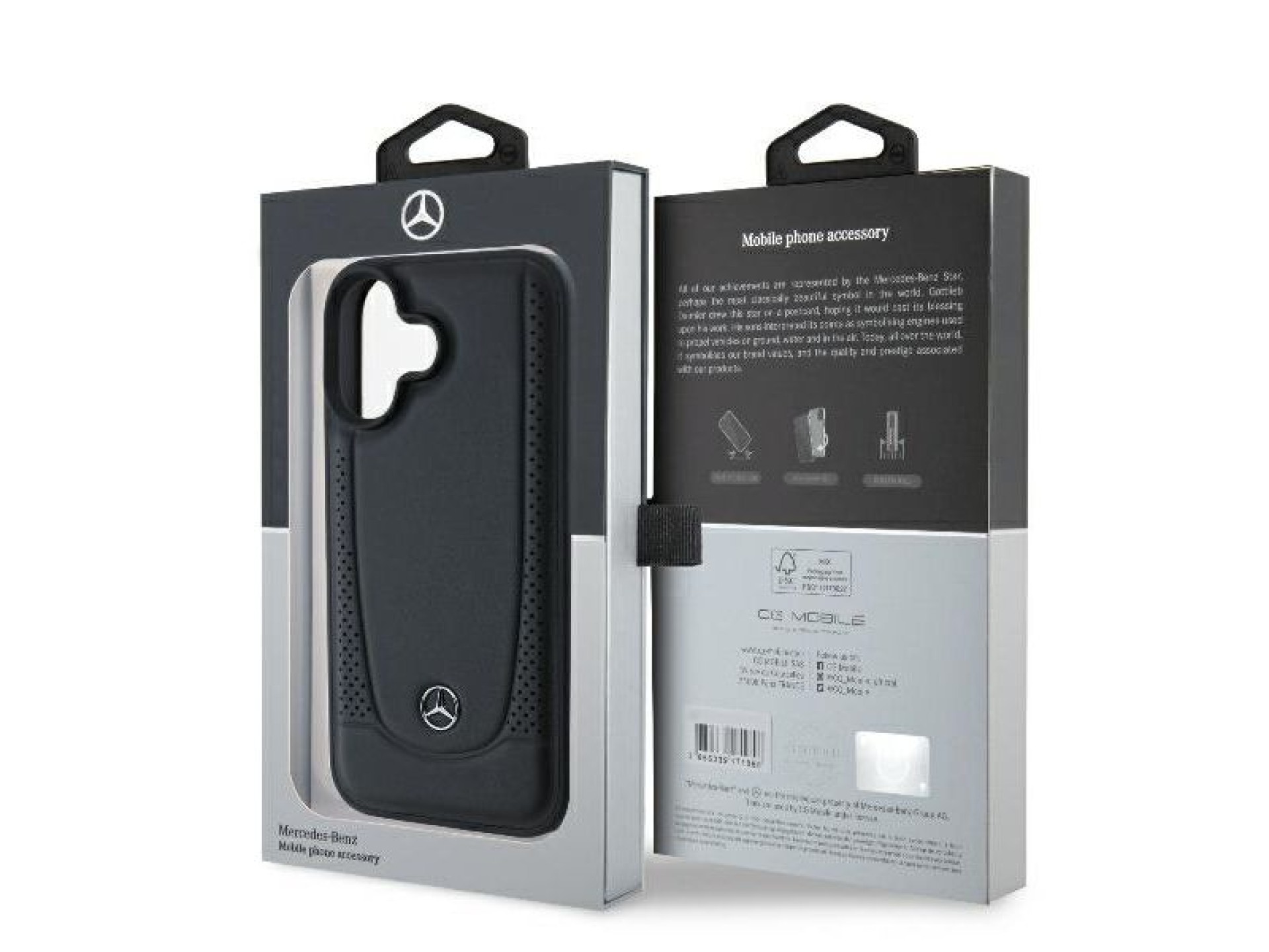 Funda de cuero Mercedes Urban para iPhone 16 Plus - Negra