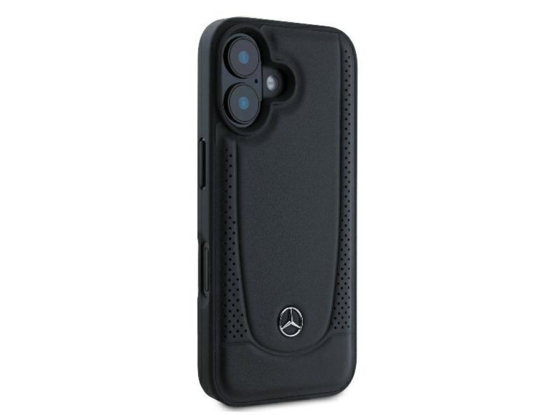 Funda de cuero Mercedes Urban para iPhone 16 Plus - Negra