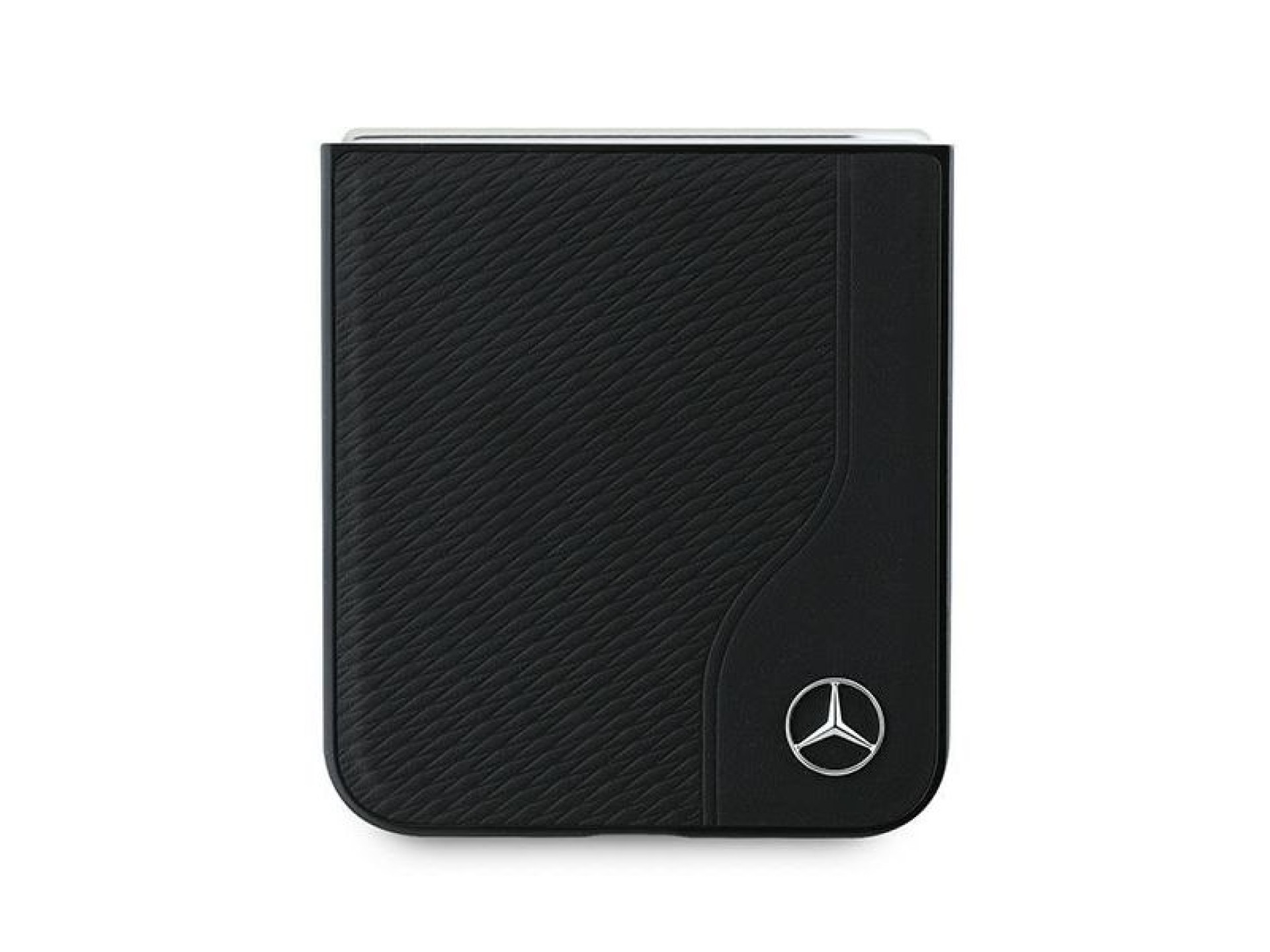 Capa MagSafe Mercedes em imitação de couro e madeira para Samsung Galaxy Z Flip 6 - Preta