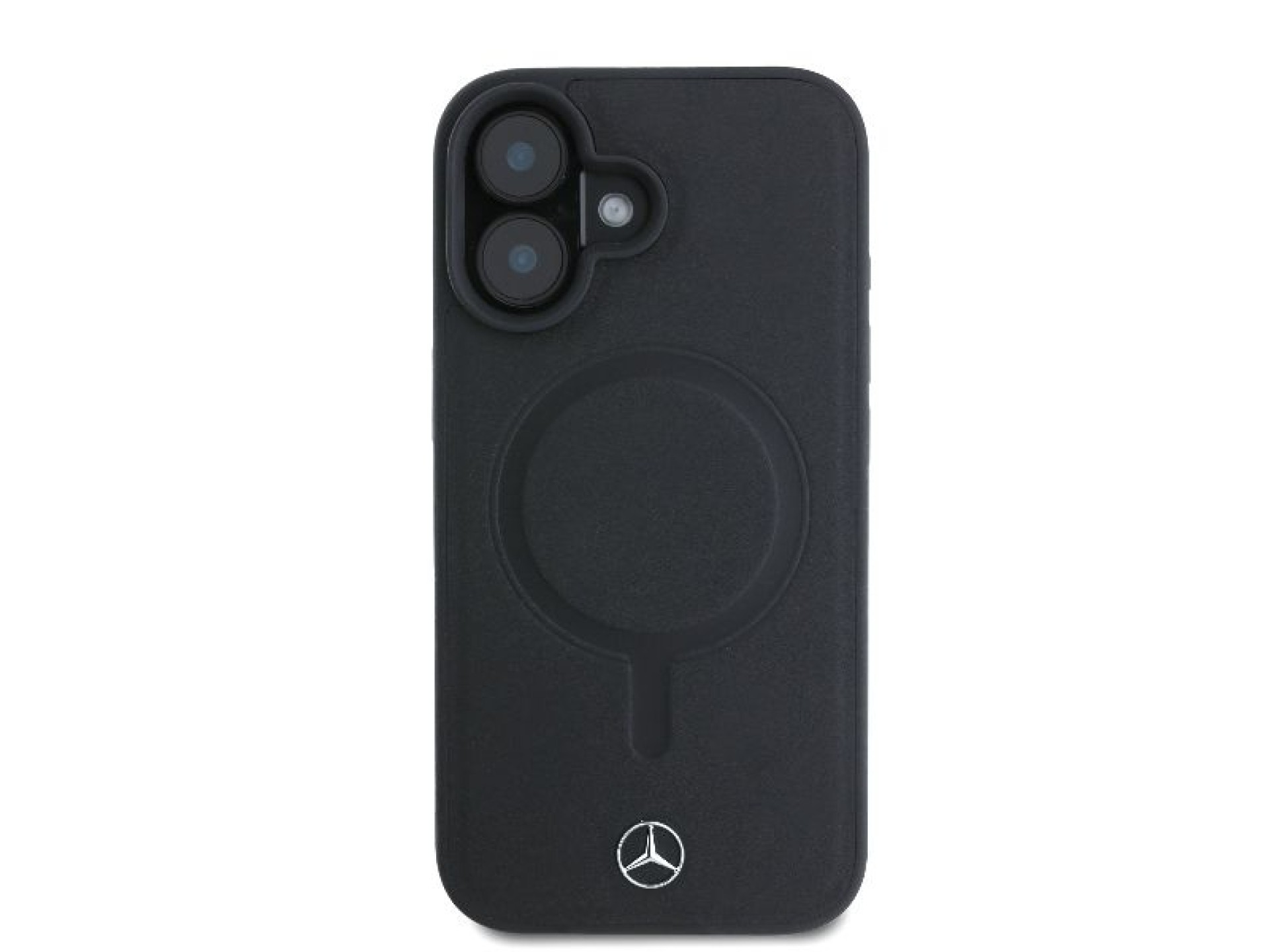 Capa Mercedes Plain Smooth Leather MagSafe para iPhone 16 - Preta