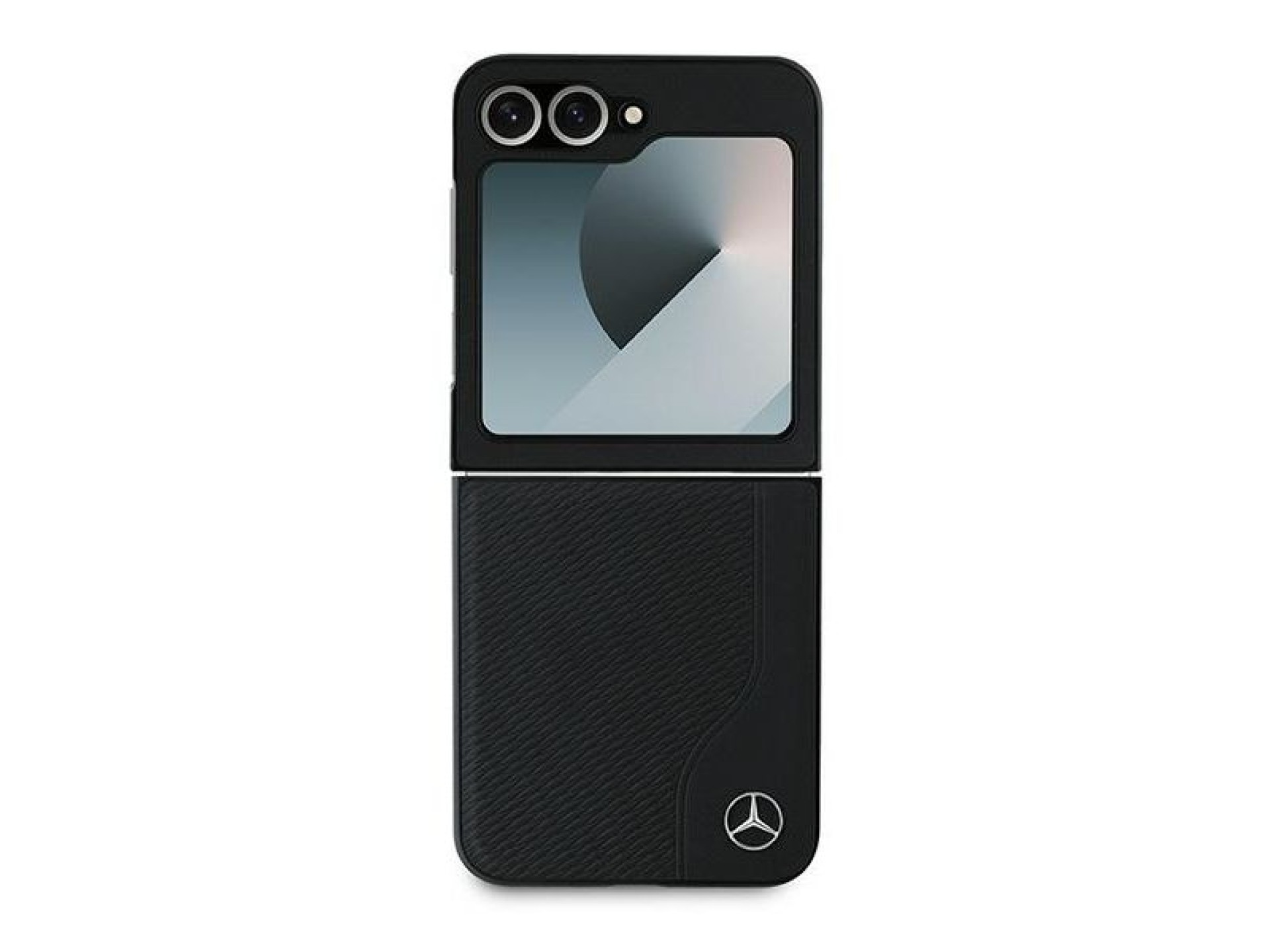 Capa MagSafe Mercedes em imitação de couro e madeira para Samsung Galaxy Z Flip 6 - Preta