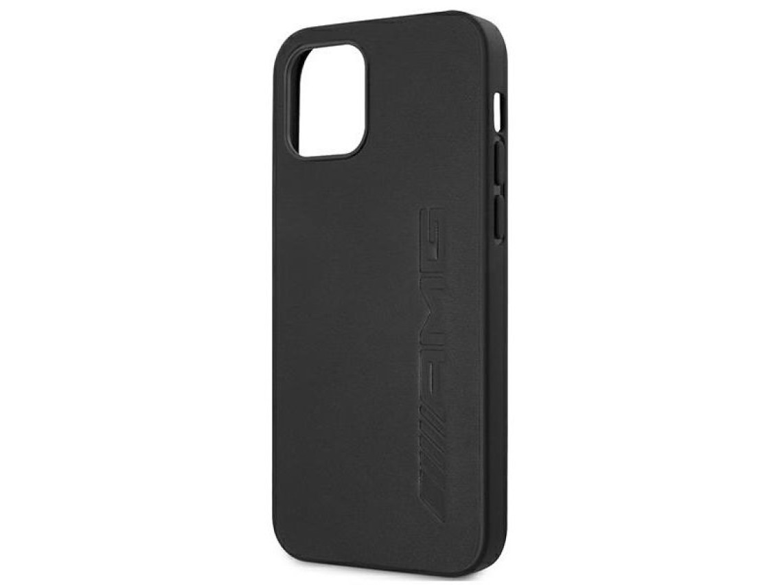 Funda de cuero AMG con estampado en caliente para iPhone 12 Pro Max - Negra
