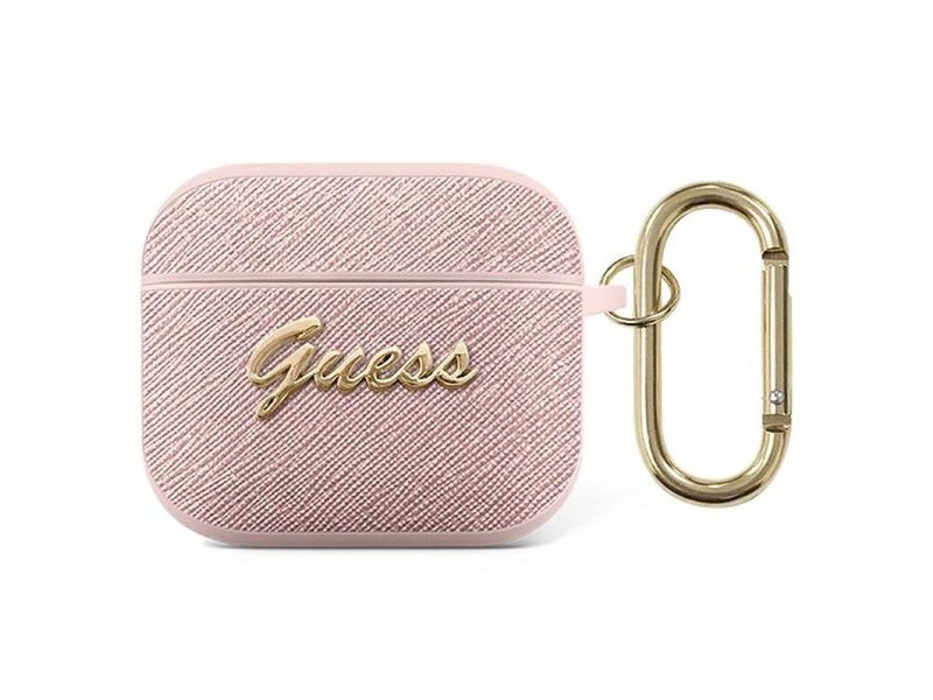 Funda Guess GUA3SASMP para AirPods 3, color rosa/rosa, colección Saffiano Script Metal.