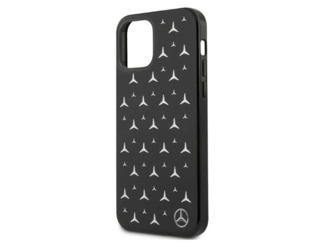 Capa Mercedes com estampa de estrelas prateadas para iPhone 12 Pro Max - Preta