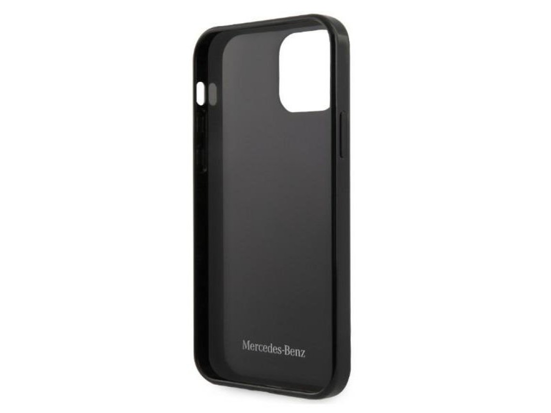 Capa Mercedes com estampa de estrelas prateadas para iPhone 12 Pro Max - Preta