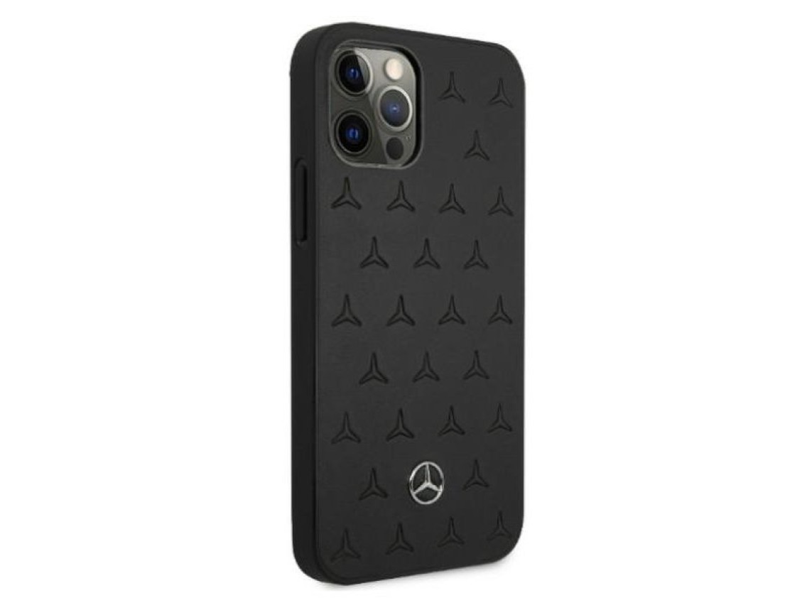 Funda de piel Mercedes con estampado de estrellas para iPhone 12 Pro Max - Negra