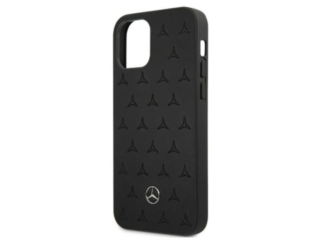 Funda de piel Mercedes con estampado de estrellas para iPhone 12 Pro Max - Negra