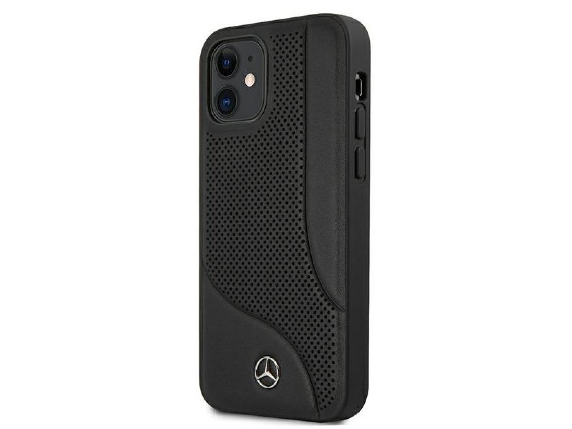 Mercedes Leather Perforated Area Case for iPhone 12 mini - Black