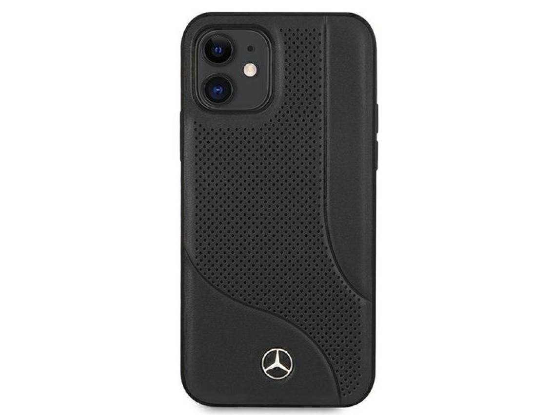 Mercedes Leather Perforated Area Case for iPhone 12 mini - Black