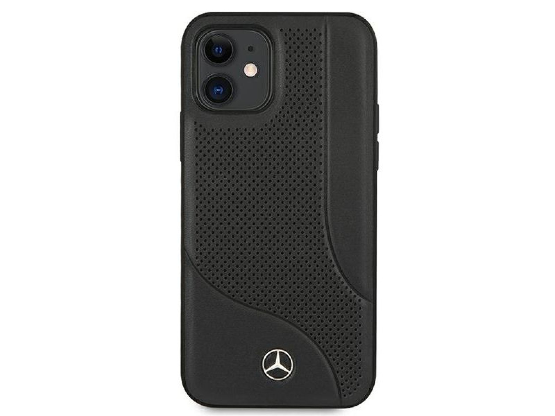 Capa Mercedes em couro perfurado para iPhone 12 mini - Preta
