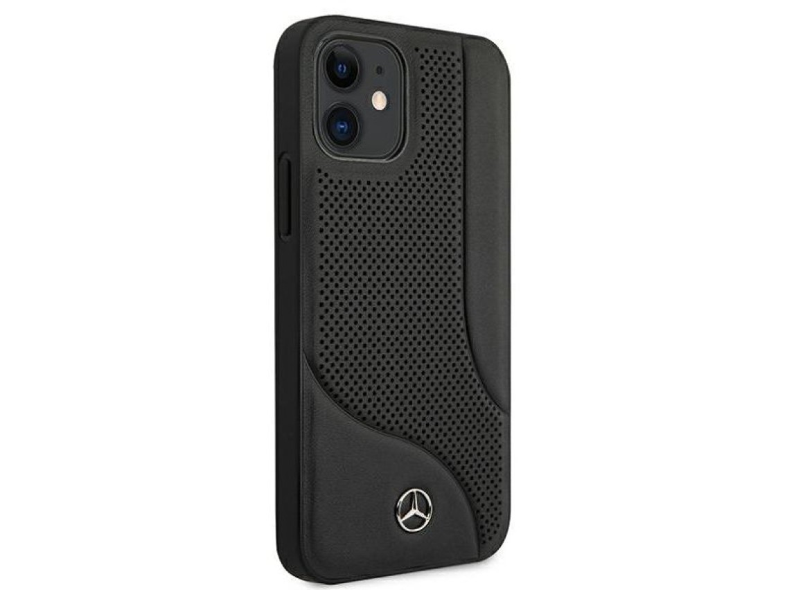 Mercedes Leather Perforated Area Case for iPhone 12 mini - Black